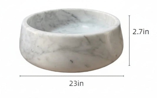 Natural Carrara Marble Dog Bowl — Heavy Duty Non-Slip Pet Dish