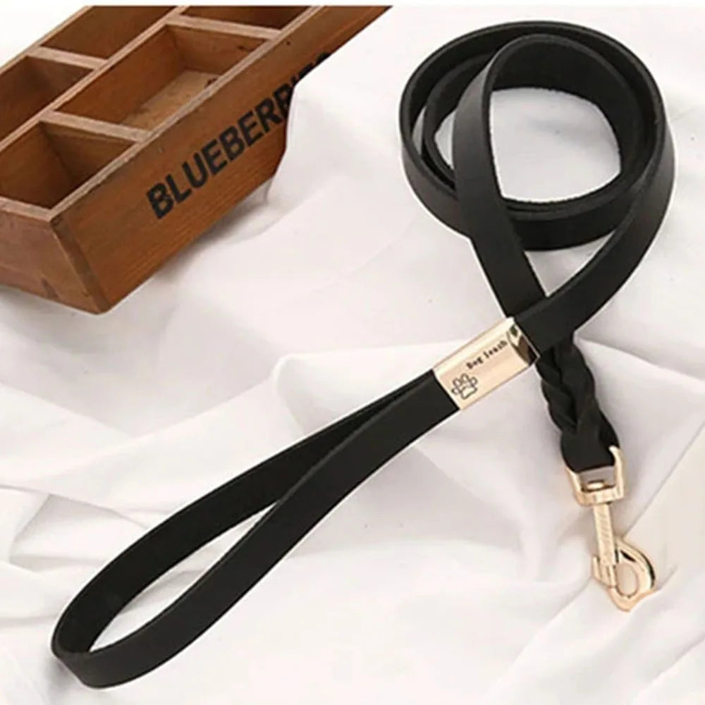 Braided Leather Dog Leash | 1.3m (51") Heavy Duty Training Lead | Strong & Durable | All Breeds