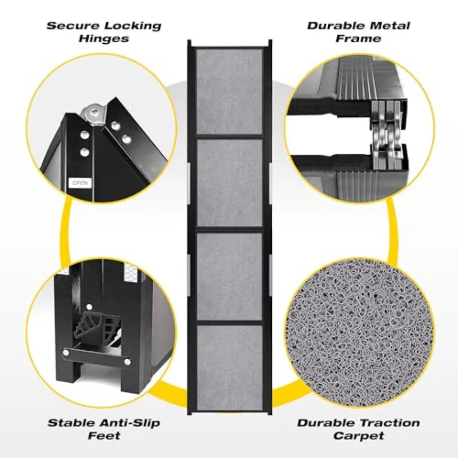 Foldable Dog Car Ramp | Anti-Slip Feet & Traction Carpet | Truck, SUV & High Bed | All Sizes