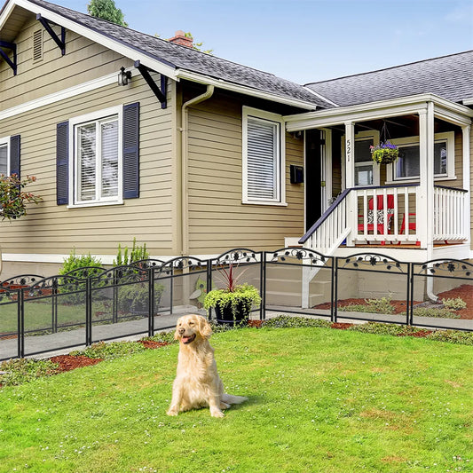 5 Panels Heavy Duty Metal Decorative Garden Fence Dog Playpen Animal Barrier Indoor/Outdoor Pet exercise Playpen Kennel
