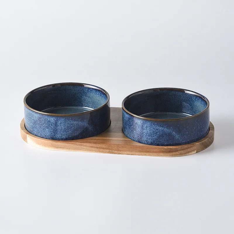 Kiln Glaze Ceramic Dog Bowl | Reactive Finish | Stand & Double Options | 3 Colors | 400ml & 850ml