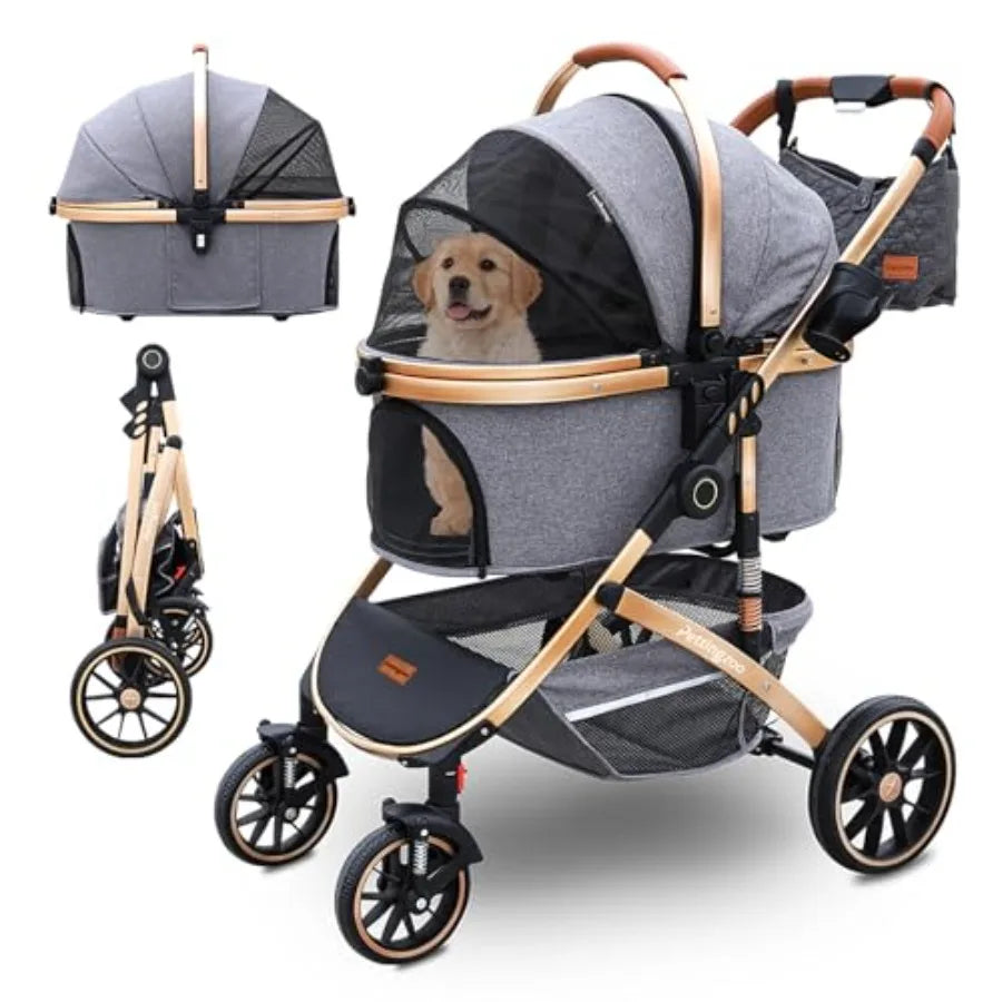 Pettingzoo 4-Wheel Dog Stroller | Removable Carrier | Small to Large Dogs & Cats up to 60 lbs