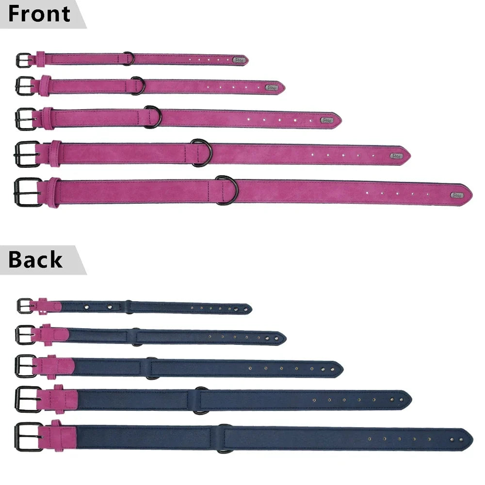 Soft Padded Genuine Leather Dog Collar | 2-Pack | 7 Colors | S–XXL | Large Breeds