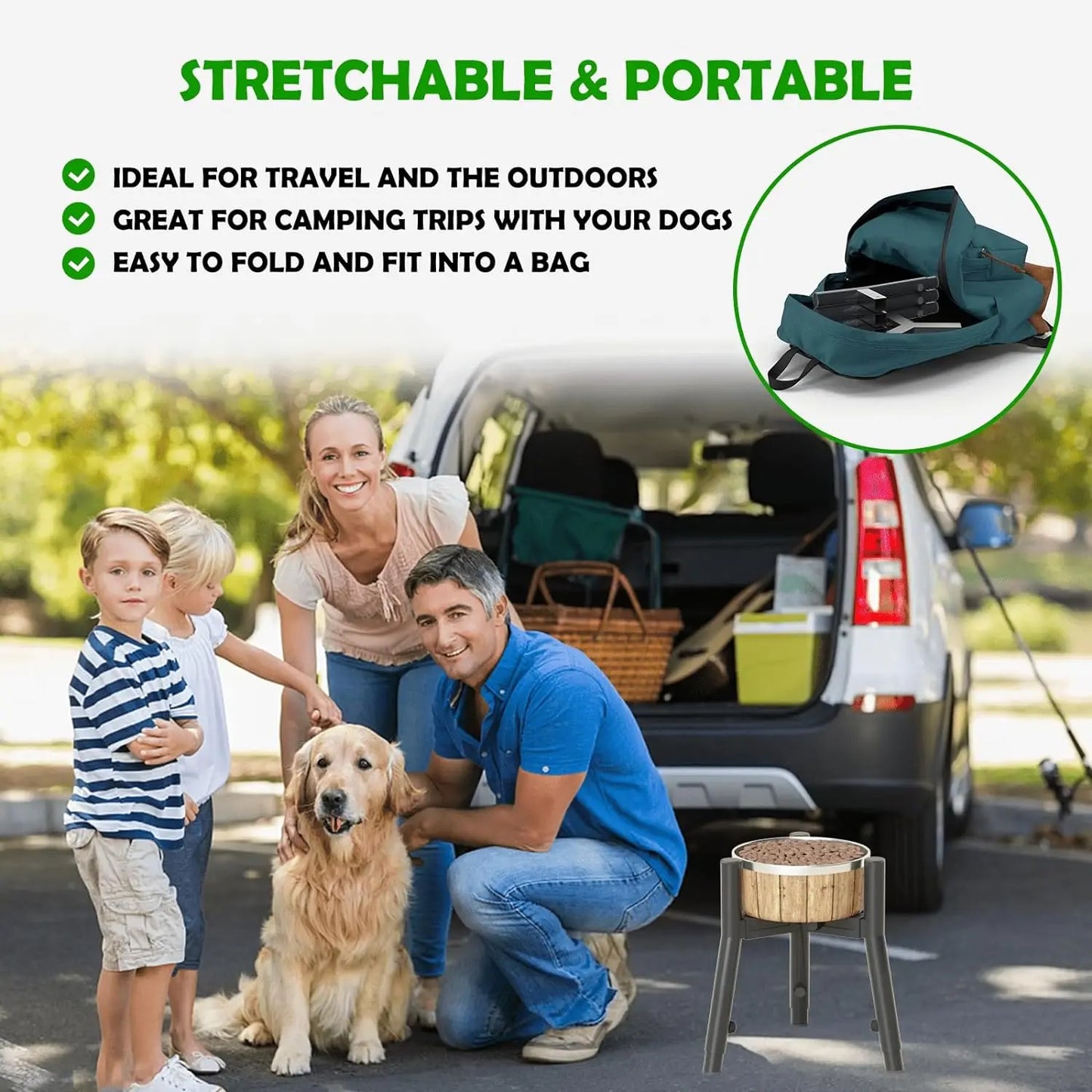 Adjustable Metal Elevated Dog Bowl Stand | 3 Heights | Large Dogs | Bowls Not Included