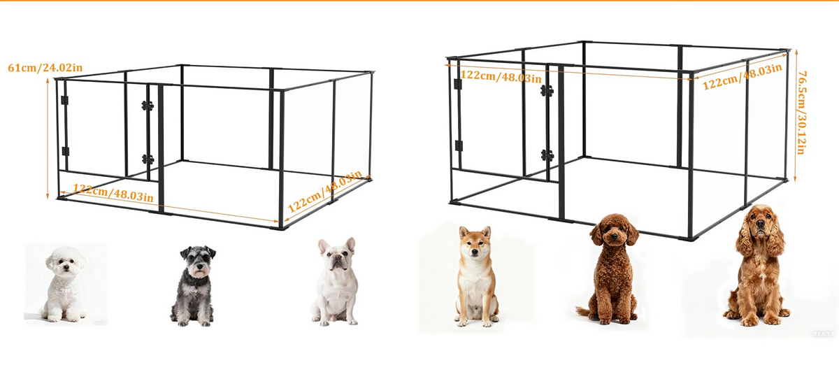 Clear-Panel Dog Playpen | 8 Panels | 48 × 48 in. | 24 or 30 in. High