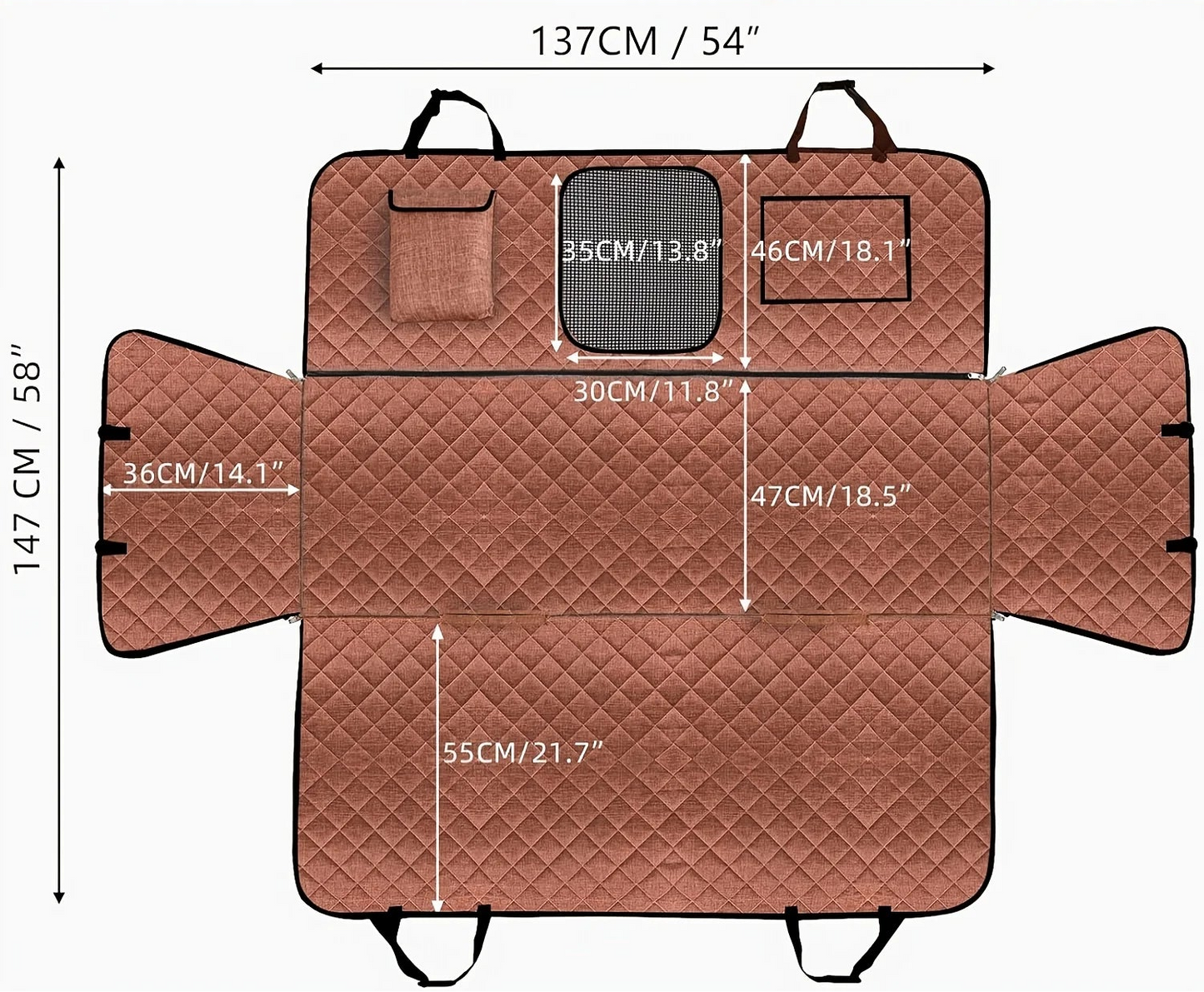 Car Dog Cover For Back Seat - Luxury Pet Hammock With Mesh Window & Big Pocket For Cars, SUVs, Trucks - Washable, Scratch & Slip