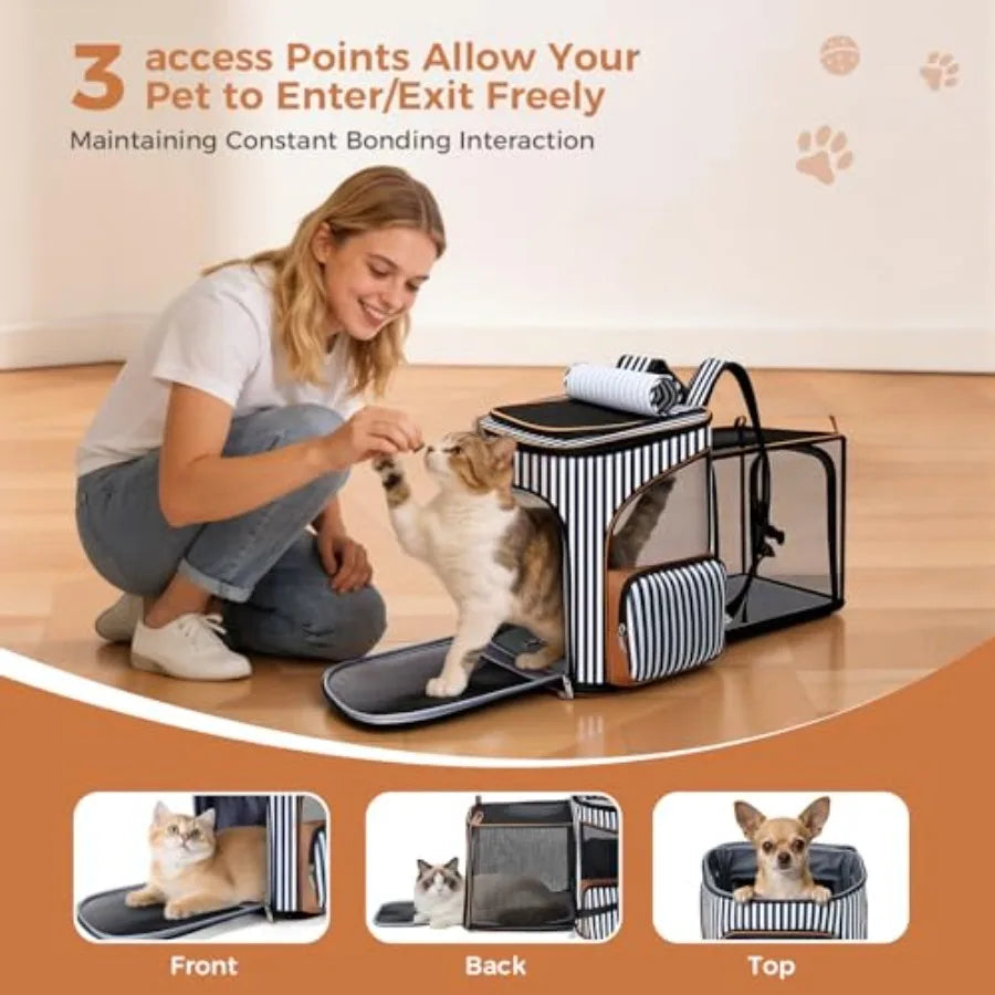 Expandable Pet Carrier Backpack | Breathable Mesh, Safety Leash | Small Dogs & Cats