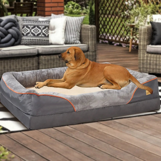 Orthopedic Memory Foam Dog Bed with Bolster | L to 3XL