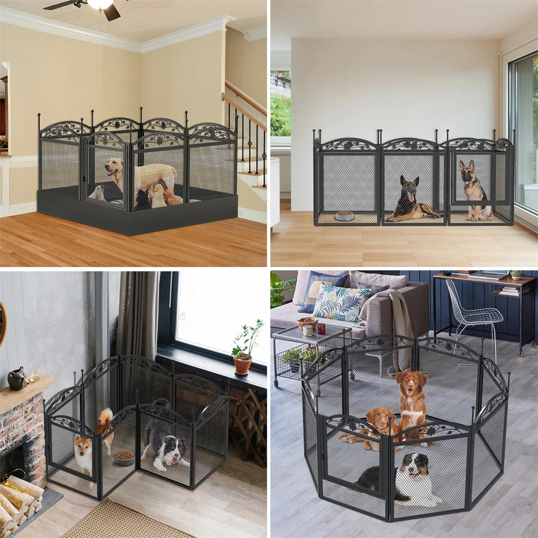 8-Panel DIY Heavy Duty Dog Playpen — Indoor & Outdoor Metal Fence with Waterproof Pad
