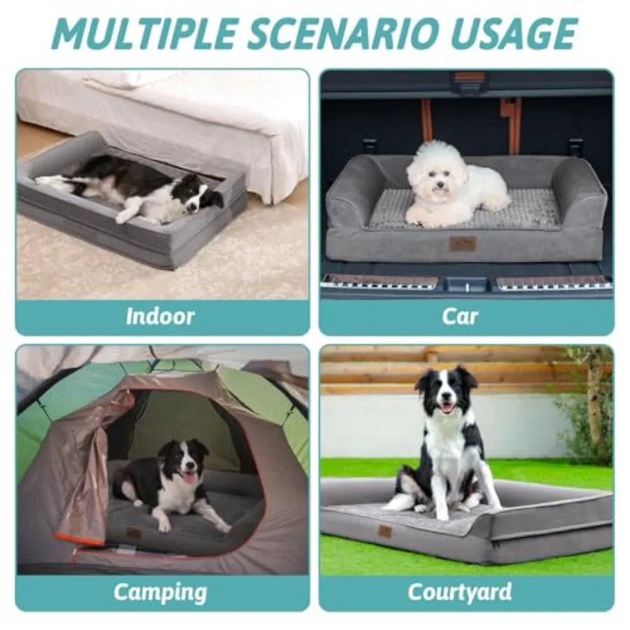 XL Orthopedic Dog Bed | Bolster Sofa | Waterproof Egg Crate Foam | Up to 100 lbs