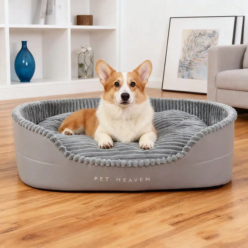 All-Season Plush Cotton Dog Bed | Machine Washable | S–L