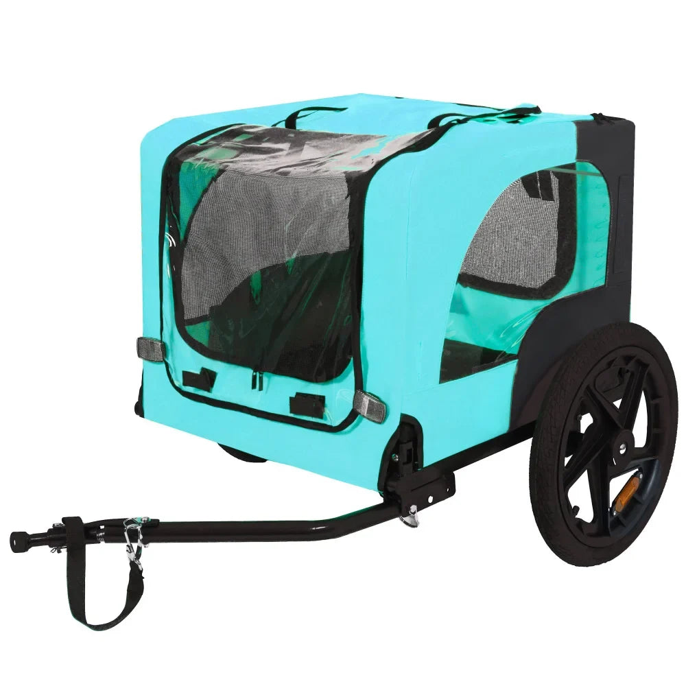Dog Bike Trailer Pet Cart for Bicycle Easy Folding Quick Release Wheels Non-Slip Floor Internal Leash Small Medium Pets