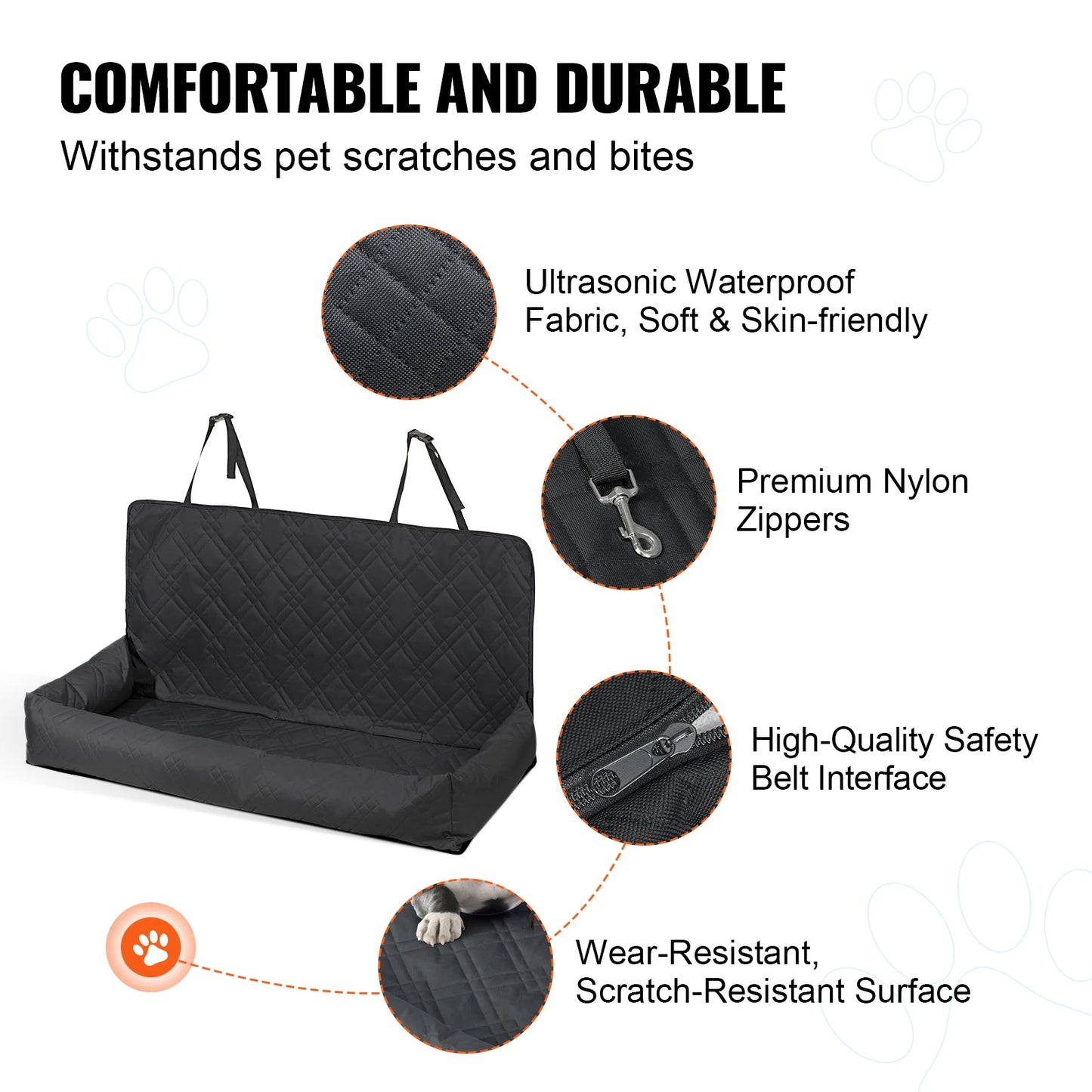 Dog Car Booster Seat | Sofa-Style | Waterproof | Clip-On Safety Leash | Up to 100lbs