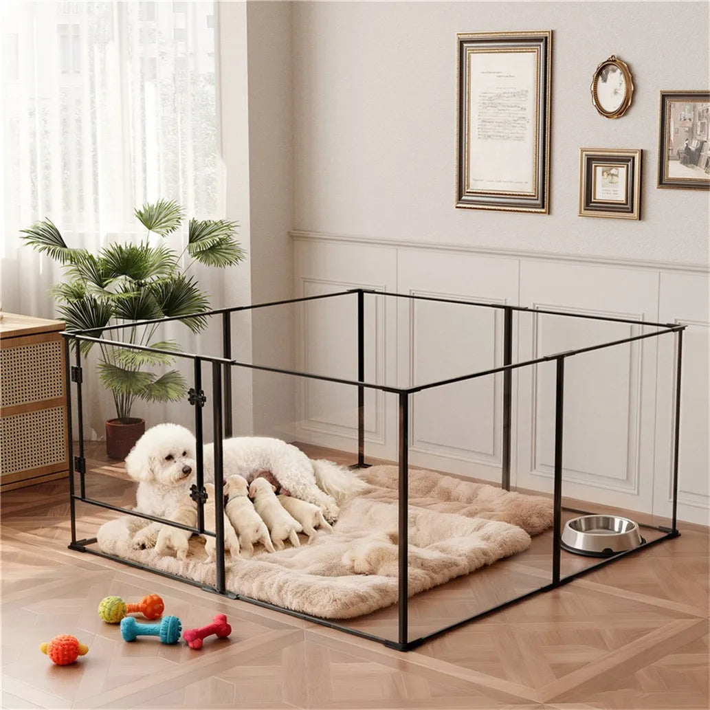 Clear-Panel Dog Playpen | 8 Panels | 48 × 48 in. | 24 or 30 in. High