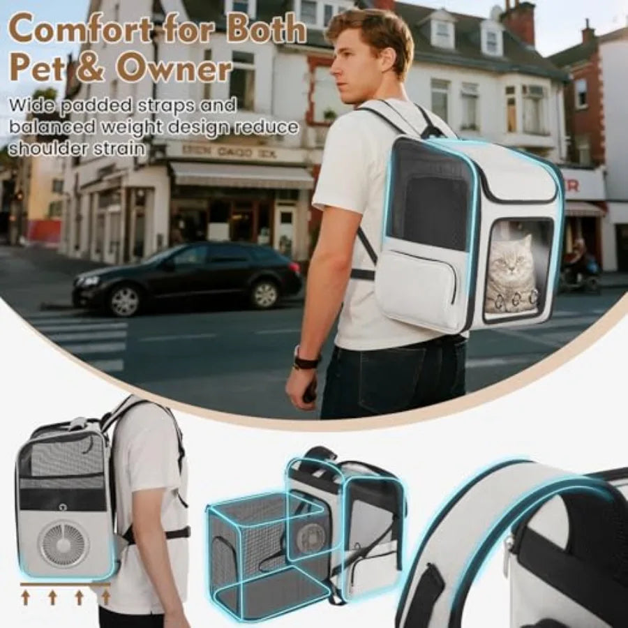 Small Dog Carrier Backpack | Built-In Cooling Fan & Heating Pad | Expandable & Breathable | Travel
