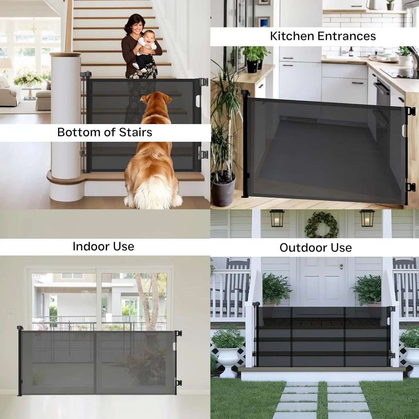 236 Inch Extra Wide Retractable Baby Gate,Mesh Baby Gate or Mesh Dog Gate,34" Tall,Child Safety Gate for Doorways,