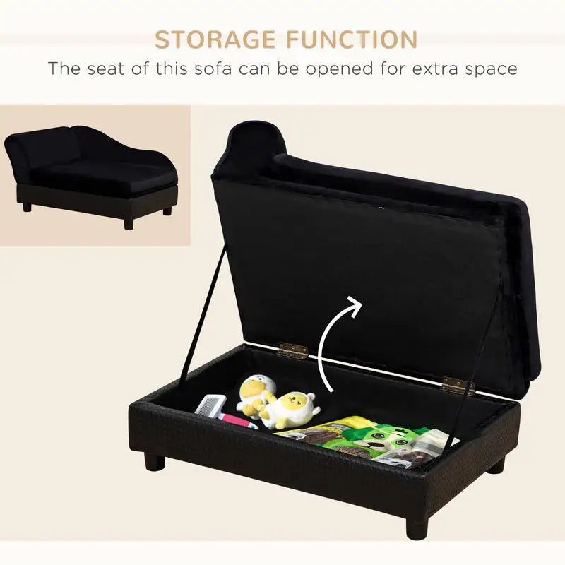 Dog Sofa Bed with Hidden Storage | Small Dogs | Black