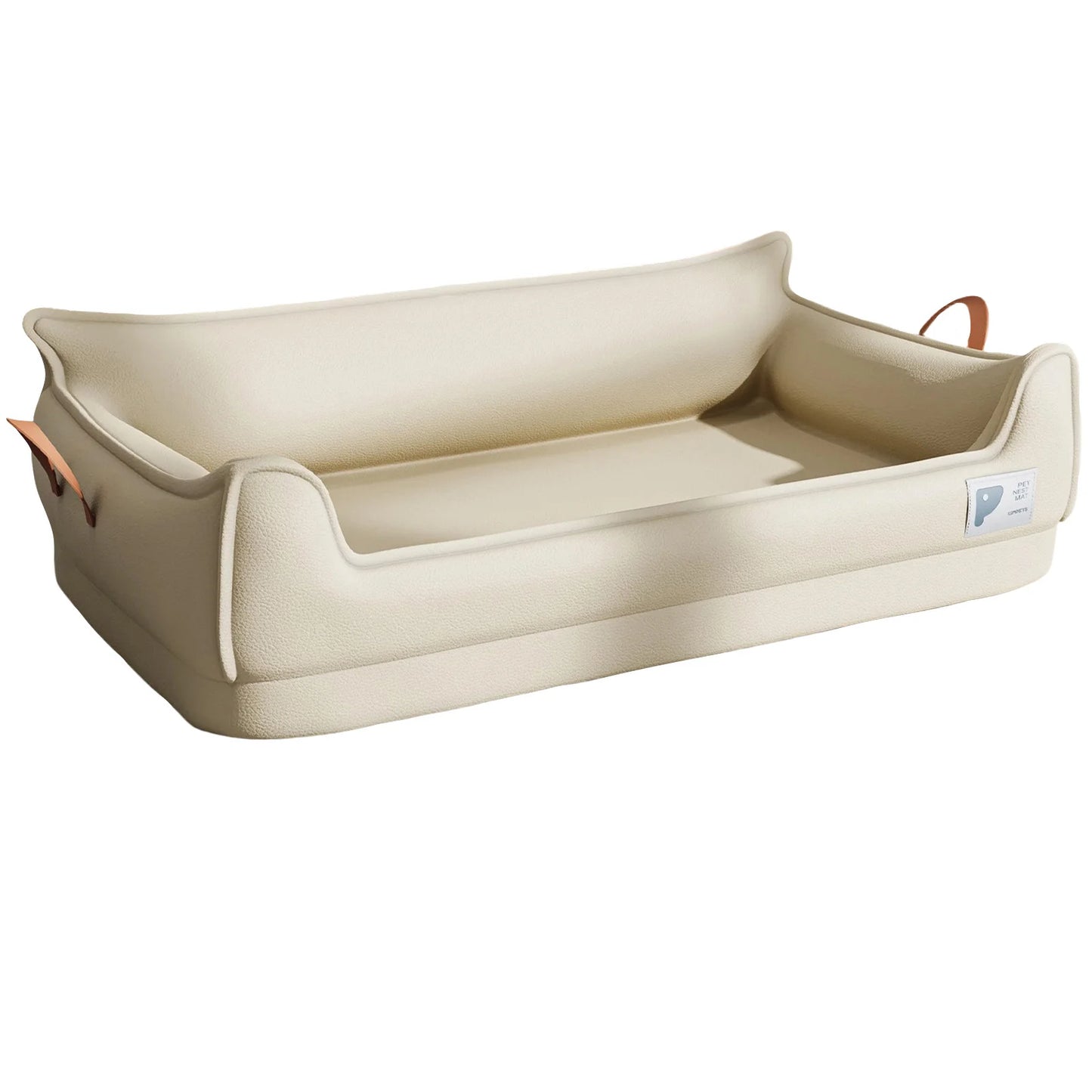 Luxury Dog Sofa Bed — High-Back Spine Support, Scratch-Resistant & Washable | Light Gray, Beige