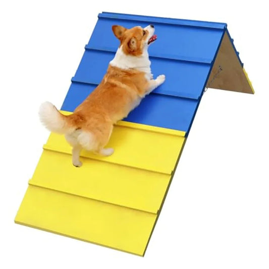 Dog Agility A-Frame | Large 84x24 Non-Slip Surface | 2 Chains | Backyard Agility Equipment