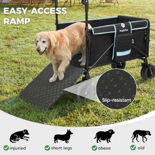 Extra Large Dog Stroller with Anti-Slip Ramp | Up to 100 lbs | Foldable All-Terrain