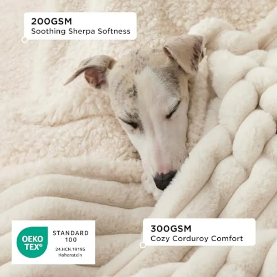 ComfyFleece™ Waterproof Dog Blanket | Corduroy Fleece | Couch & Bed Protector | Large Dogs