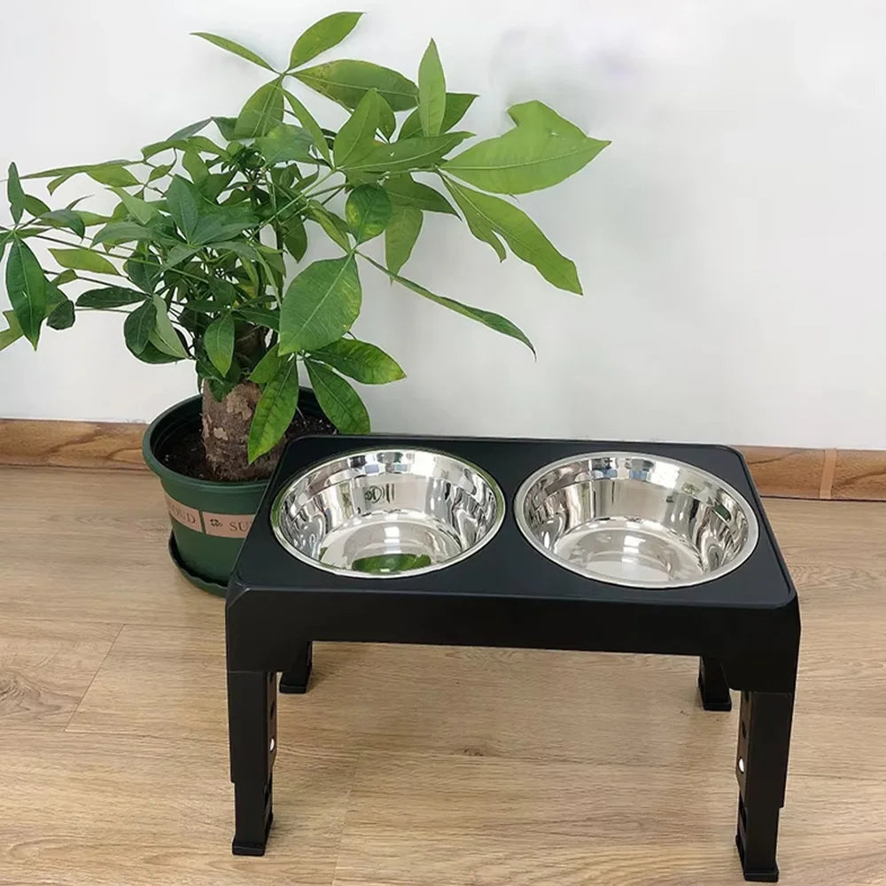 Adjustable Elevated Dog Feeder | Double Stainless Steel Bowls | Food & Water | Small to Large Dogs