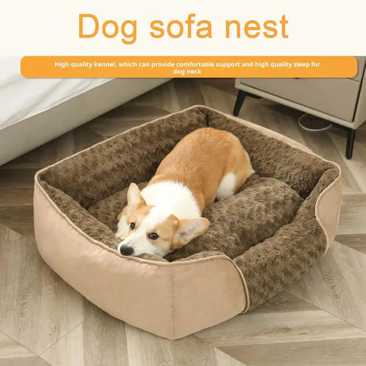 Rectangle Cotton Dog Bed | Removable Cushion | Non-Slip | S & M