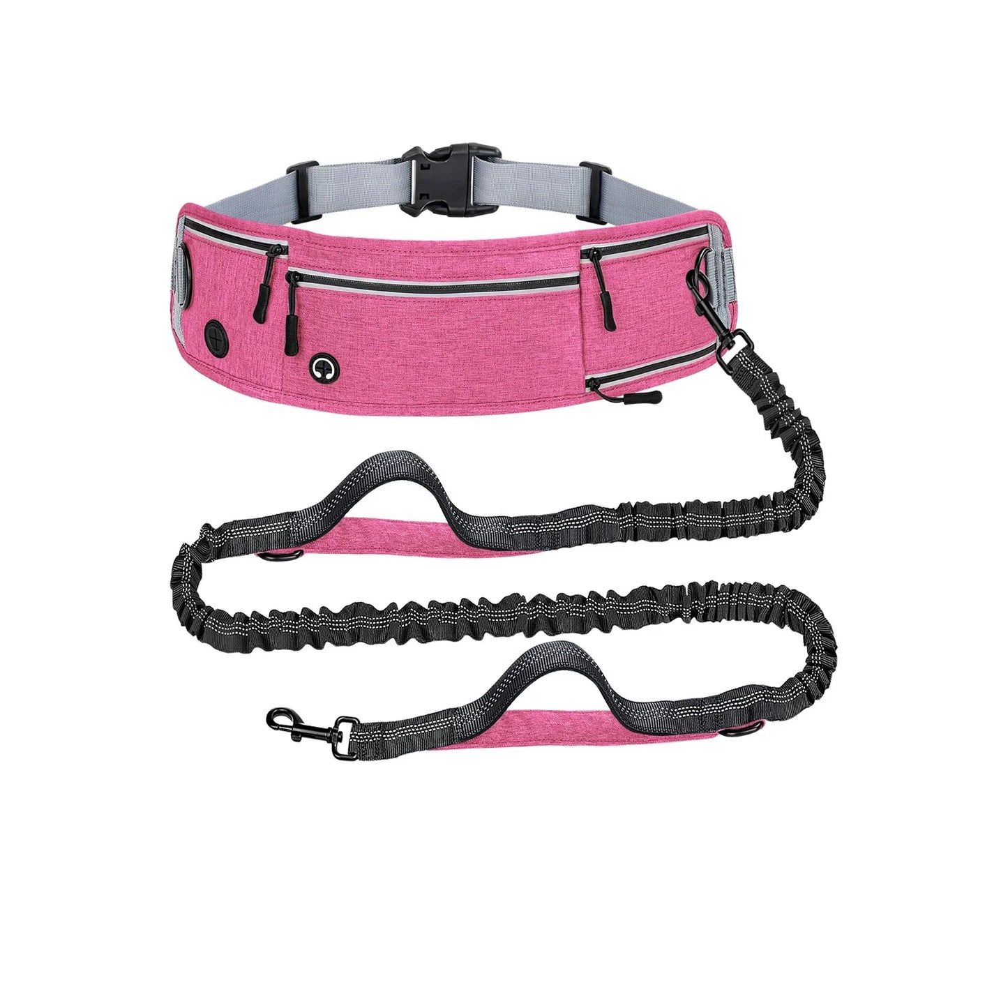 Hands-Free Waist Dog Leash | Running Leash with Zipper Pouch | Reflective | Dual Padded Handles