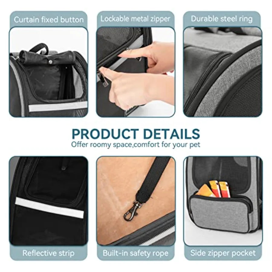 Expandable Dog Backpack Carrier | Great Ventilation & Fleece Mat | Hiking & Camping