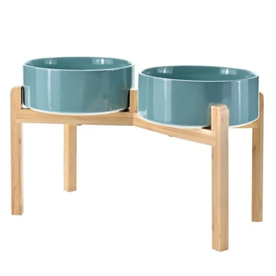 Elevated Ceramic Dog Bowl | Bamboo Stand | 6.1" Height | 3.6 Cup | 10 Designs