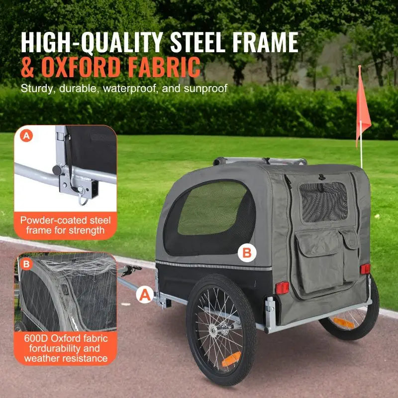 Dog Bike Trailer, Supports up to 88 Lbs, Pet Cart Easy Folding Frame with Quick Release Wheels, Universal Coupler, Reflectors, F