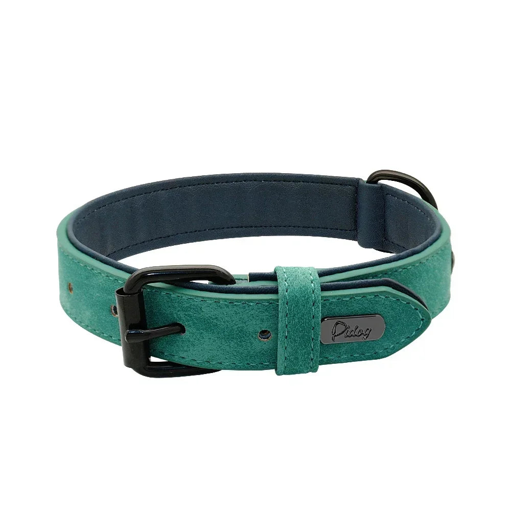 Soft Padded Genuine Leather Dog Collar | 2-Pack | 7 Colors | S–XXL | Large Breeds