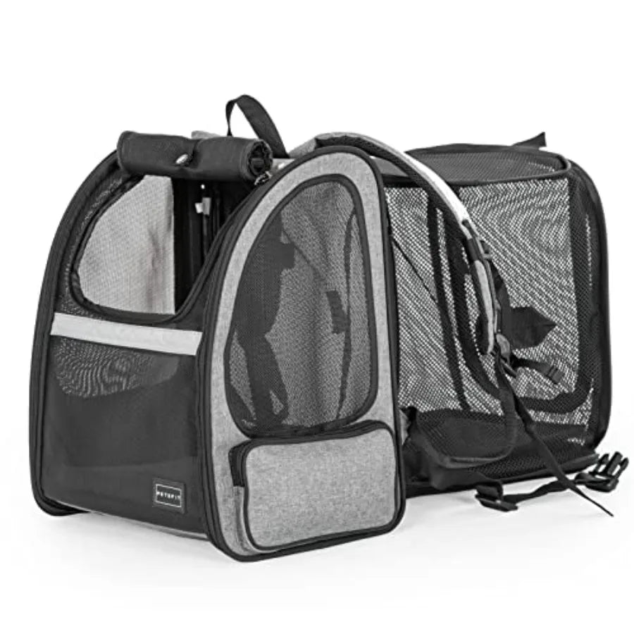 Expandable Dog Backpack Carrier | Great Ventilation & Fleece Mat | Hiking & Camping