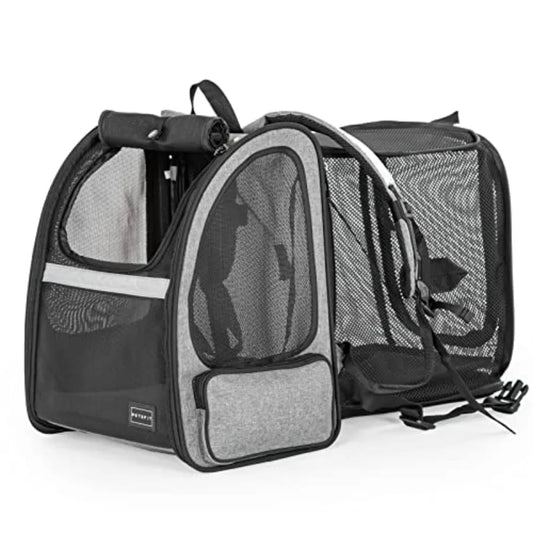 Expandable Dog Backpack Carrier | Great Ventilation & Fleece Mat | Hiking & Camping