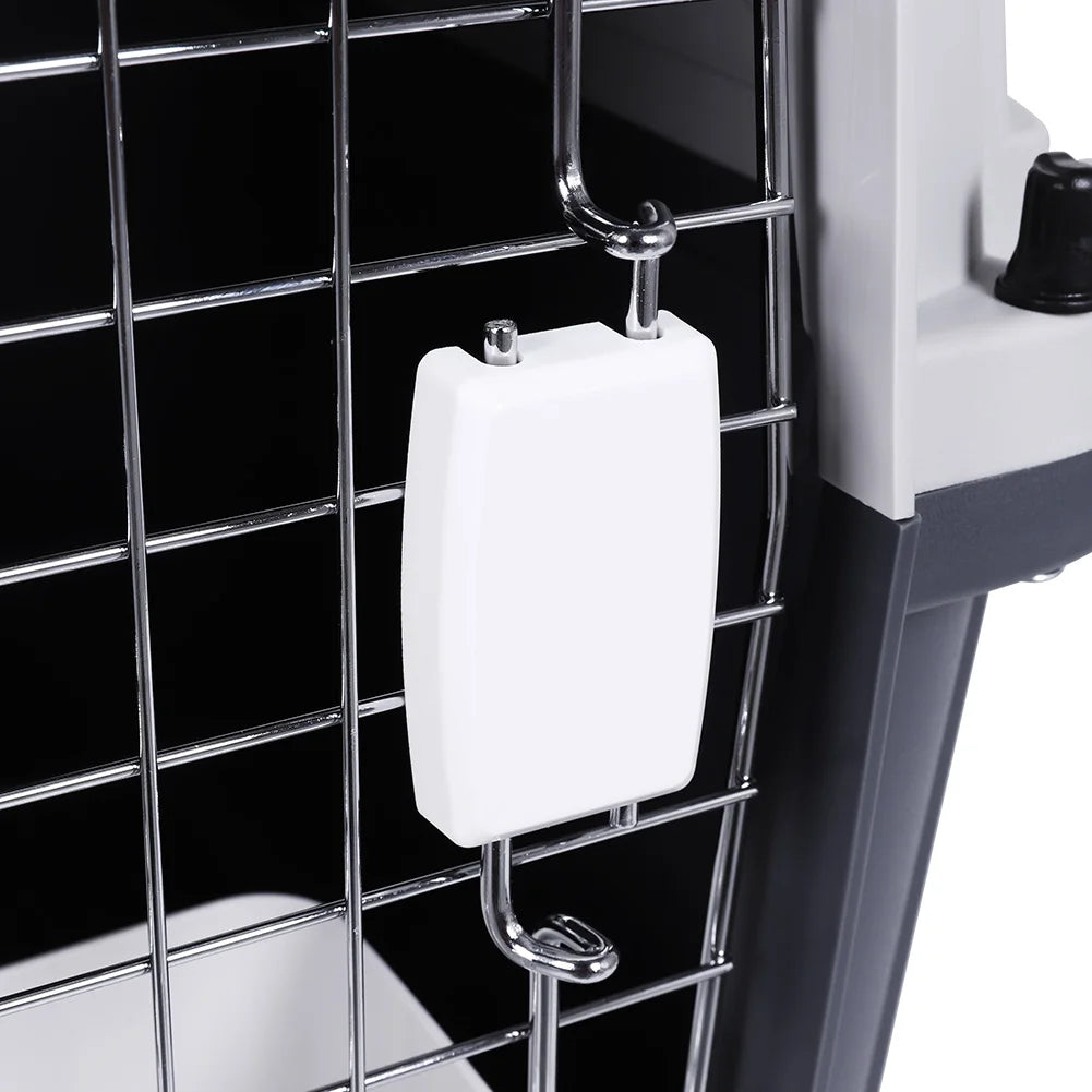 Large Dog Airline Carrier Crate | 33" Durable Plastic Travel Cage with Metal Door