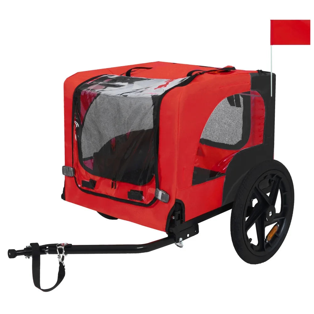 Dog Bike Trailer Pet Cart for Bicycle Easy Folding Quick Release Wheels Non-Slip Floor Internal Leash Small Medium Pets