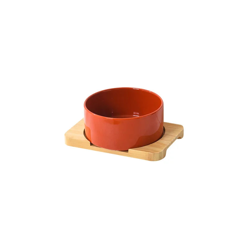 Ceramic Dog Bowl Set | Single, Double & Triple | Bamboo Stand | 6 Colors | 400ml & 850ml
