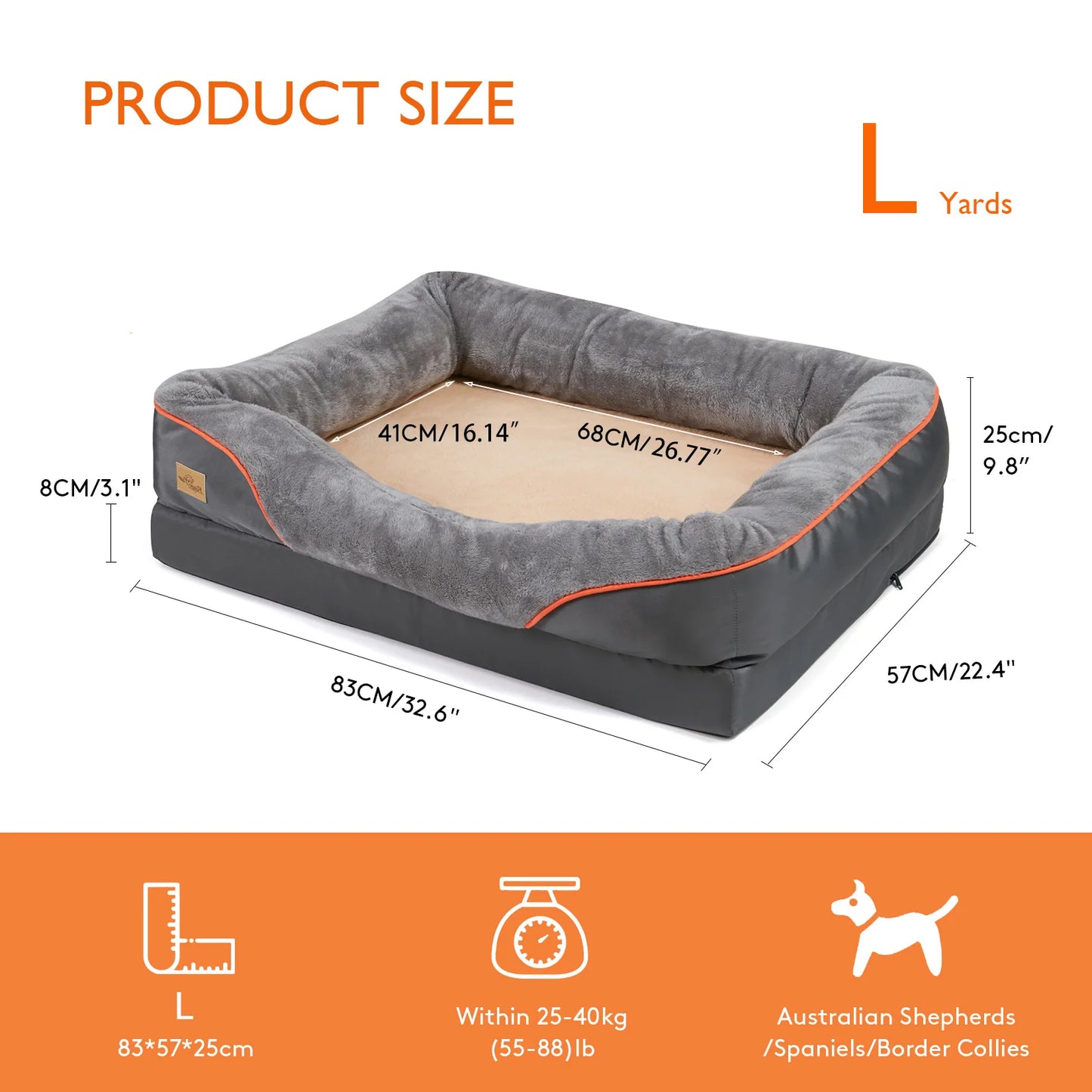 Orthopedic Memory Foam Dog Bed with Bolster | L to 3XL