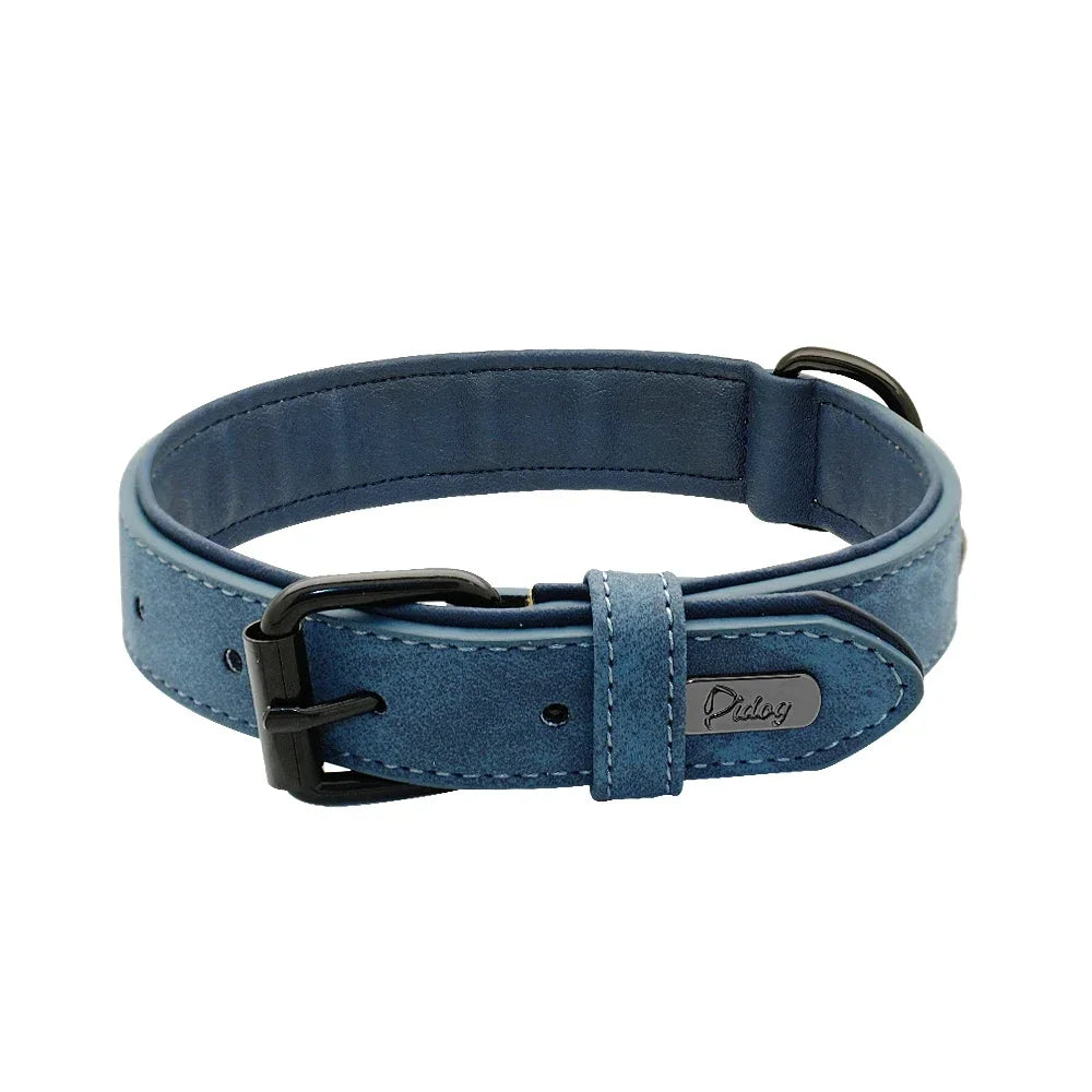 Soft Padded Genuine Leather Dog Collar | 2-Pack | 7 Colors | S–XXL | Large Breeds