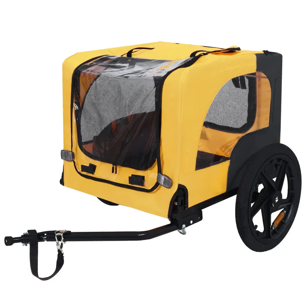 Dog Bike Trailer Pet Cart for Bicycle Easy Folding Quick Release Wheels Non-Slip Floor Internal Leash Small Medium Pets