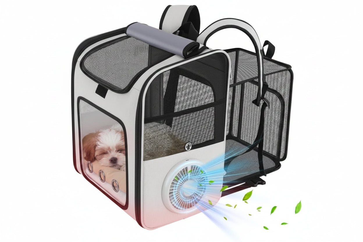 Small Dog Carrier Backpack | Built-In Cooling Fan & Heating Pad | Expandable & Breathable | Travel