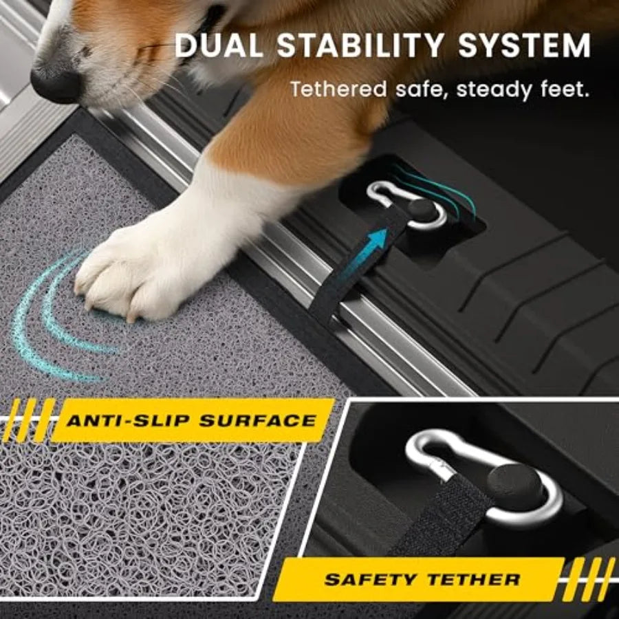 Foldable Dog Car Ramp | Anti-Slip Feet & Traction Carpet | Truck, SUV & High Bed | All Sizes