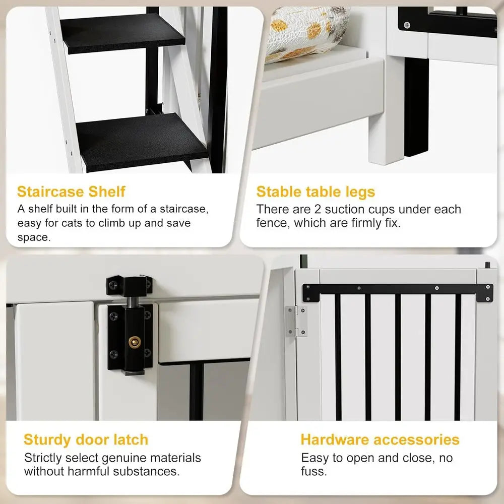 Dog Bunk Bed with Stairs & Storage | Small to Medium Dogs | 55" × 28" × 37"