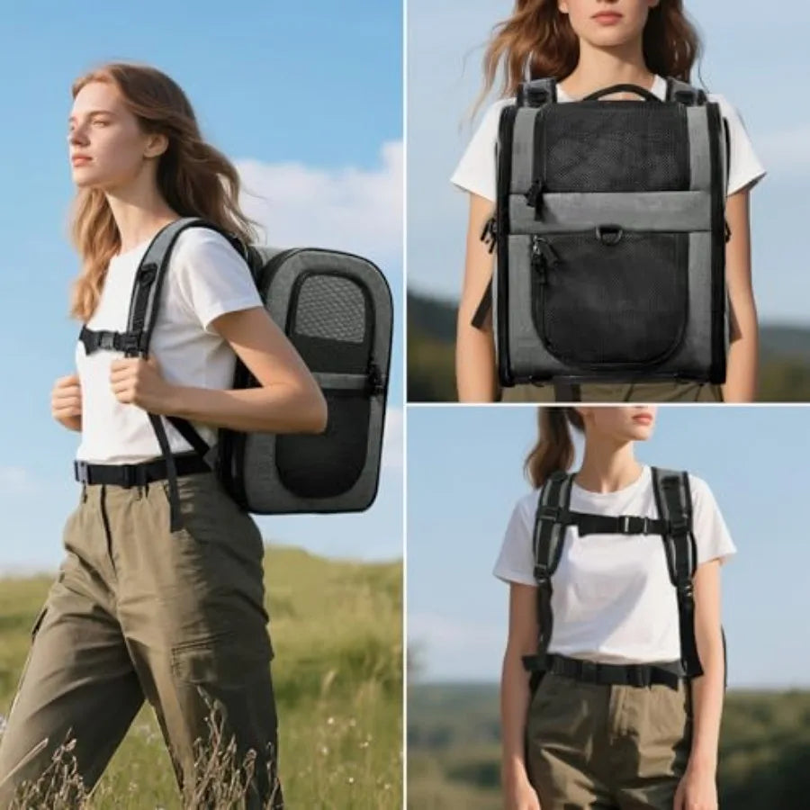 Pet Carrier Backpack | Safety Features & Cushion Back Support | Travel, Hiking & Outdoors