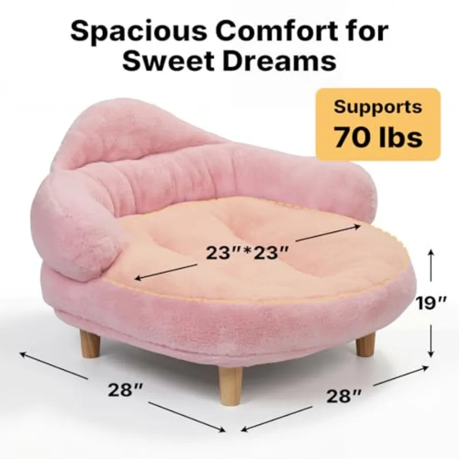 Elevated Dog Sofa Bed | Sturdy Wood Legs | Washable Cover | Small & Medium Dogs