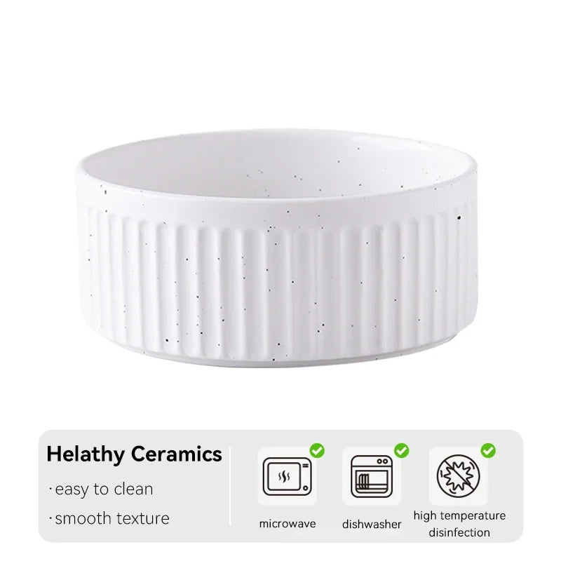 Nordic Ceramic Dog Bowl Set | Single, Double & Triple | Wooden Tray | 3 Colors | 400ml & 850ml