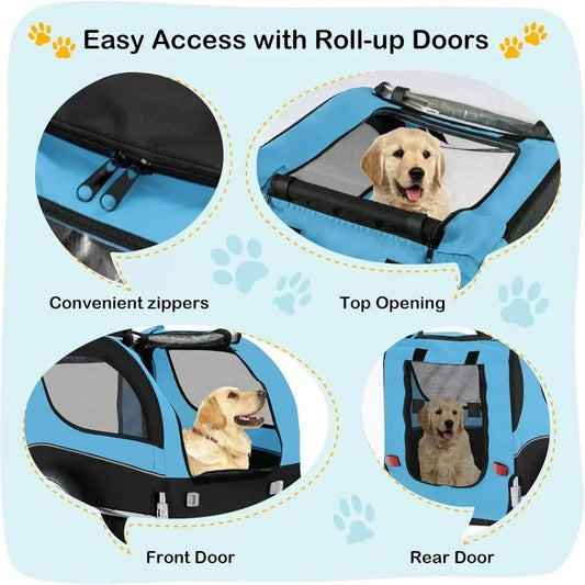 Dog Bike Trailer | 90 lb Capacity, 3 Doors, Aluminum Frame & Air-Filled Wheels