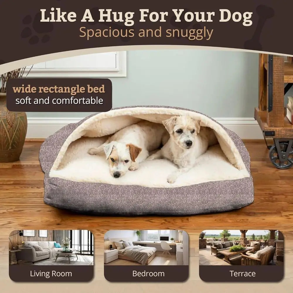 Hartelier Cozy Cave Dog Bed | Calming Burrow Bed with Removable Cover