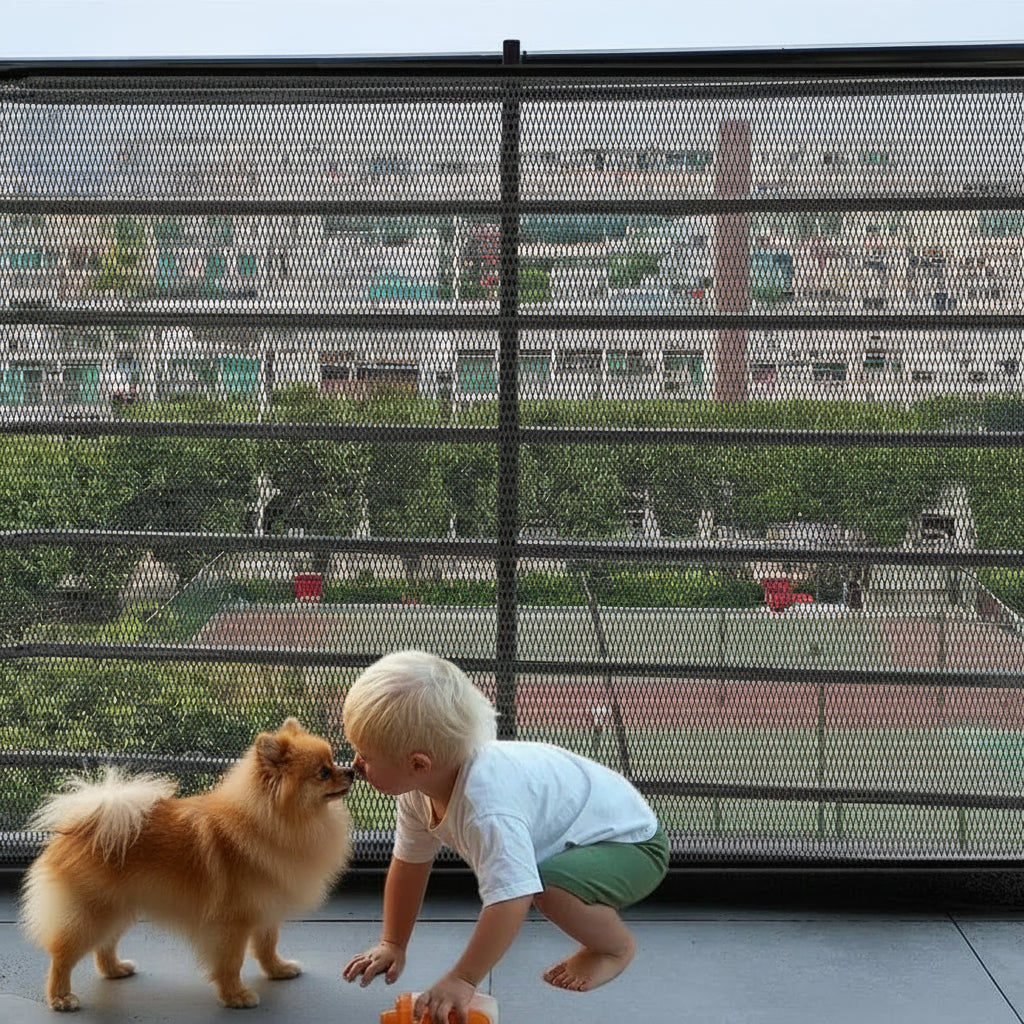 Folding Mesh Dog Barrier Fence | Stair Gate & Playpen | 3 Sizes | Black