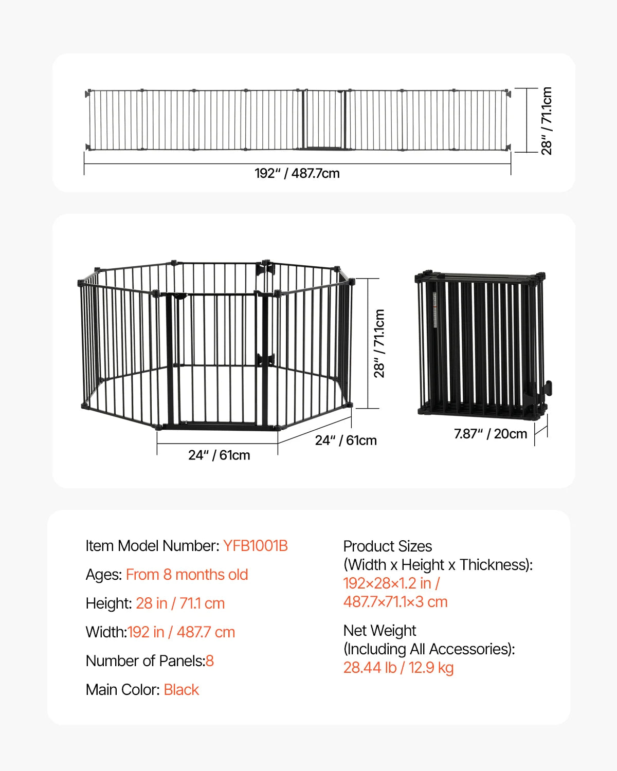 Dog Gate 30" High — Pressure Mount, Auto-Close, One-Hand Operation | Black | Walk-Thru